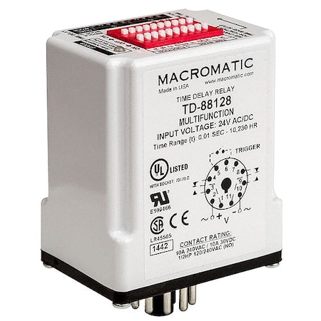 Multifunction Time Delay Relay, Octal, Multi Function, 16 Functions 240V AC, SPDT MPN:TD-88161