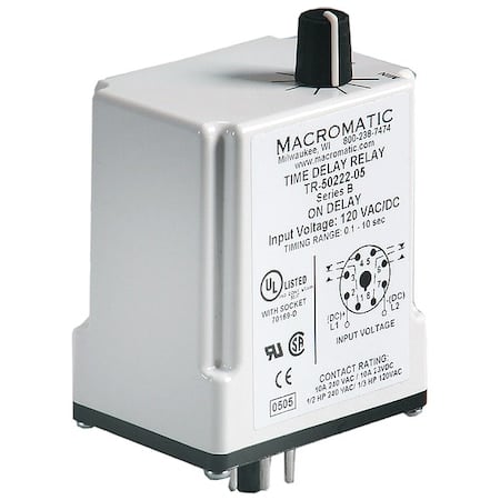 Single Function Time Delay Relay, Octal, On Delay, 1 Functions 120V AC/DC, DPDT MPN:TR-50222-05