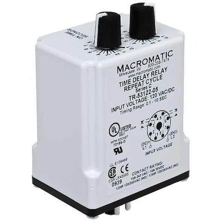 Single Function Time Delay Relay, Octal, Cycle On, 1 Functions 120V AC/DC, DPDT MPN:TR-55122-10
