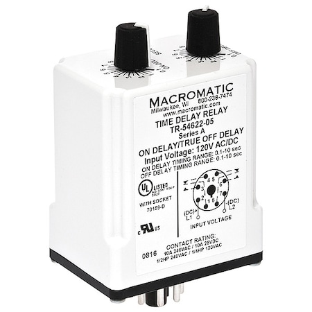 Single Function Time Delay Relay, Octal, Cycle On, 1 Functions 120V AC/DC, DPDT MPN:TR-55122-14