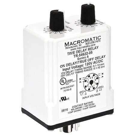 Single Function Time Delay Relay, Octal, Cycle On, 1 Functions 12V DC, DPDT MPN:TR-55126-14
