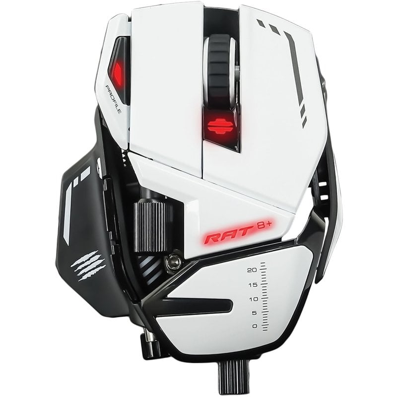 Mad Catz The Authentic R.A.T. 8+ Optical Gaming Mouse - White - Optical - White - 16000 dpi - Tilt Wheel MPN:MR05DCAMWH00