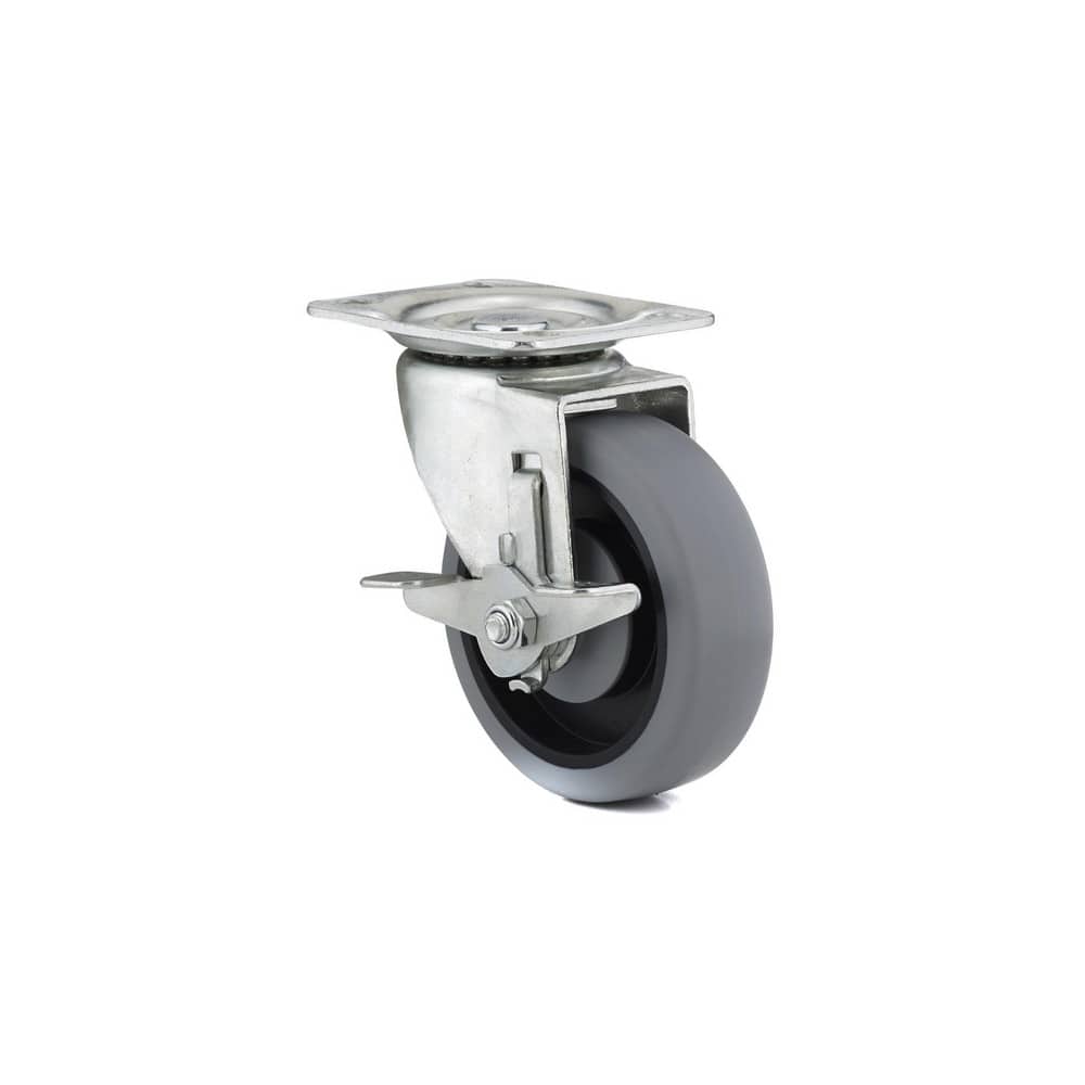 Swivel Top Plate Caster: Thermoplastic Rubber, 4
