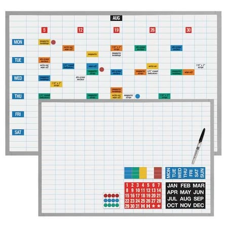 Planning Board, Steel, 48 in, 72 in, Aluminum Frame, White, Gloss MPN:EBK-4872