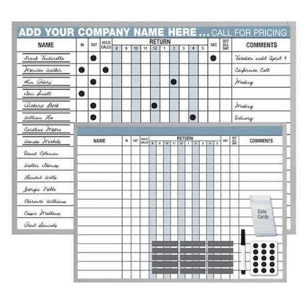 In/Out Board, Steel, 18 in, 24 in, Aluminum Frame, White, Gloss MPN:IOK-1824