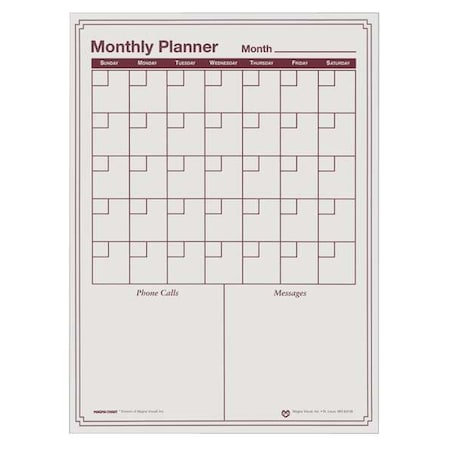 Planning Board, Plastic, 16 in, 12 in, No Frame Frame, White/Red, Gloss MPN:MP-1216