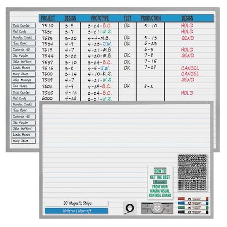 Planning Board, Porcelain, 36 in, 48 in, Aluminum Frame, White/Blue, Gloss MPN:NMW-3648G