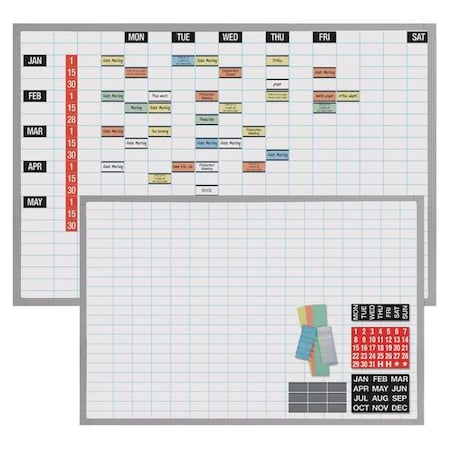 Grid Board, Porcelain, 24 in, 36 in, Aluminum Frame, White, Gloss MPN:OB-2436B