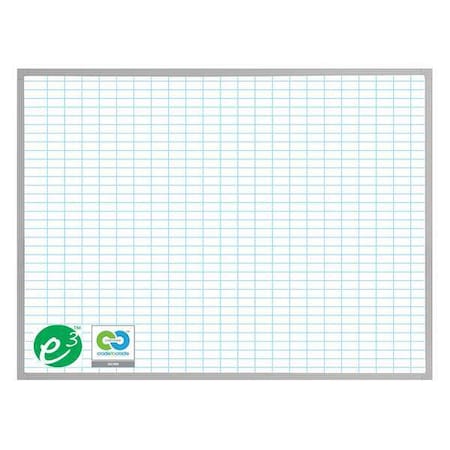 Grid Board, Porcelain, 36 in, 48 in, Aluminum Frame, White/Blue, Gloss MPN:PBFG2-6-WH