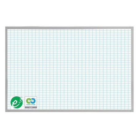 Grid Board, Porcelain, 48 in, 72 in, Aluminum Frame, White/Blue, Gloss MPN:PBFG2-8-WH