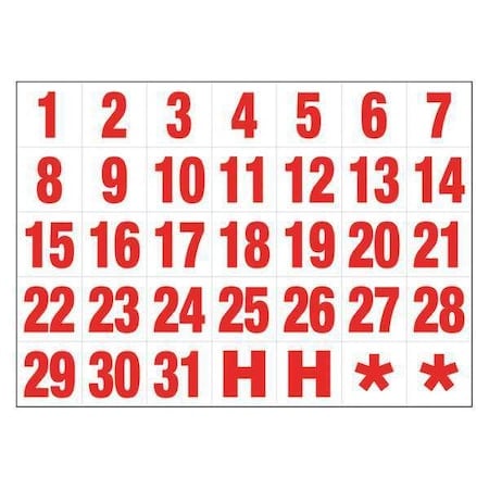 Calendar Dates/1-31, White/Red MPN:FH-33