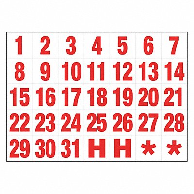 Calendar Dates/1-31 White/Red MPN:FH-33