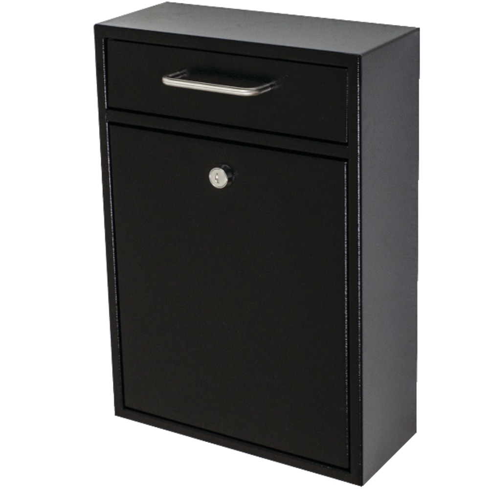 Mail Boss Locking Security Drop Box, 16 1/4inH x 11 1/4inW x 4 3/4inD, Black MPN:7412