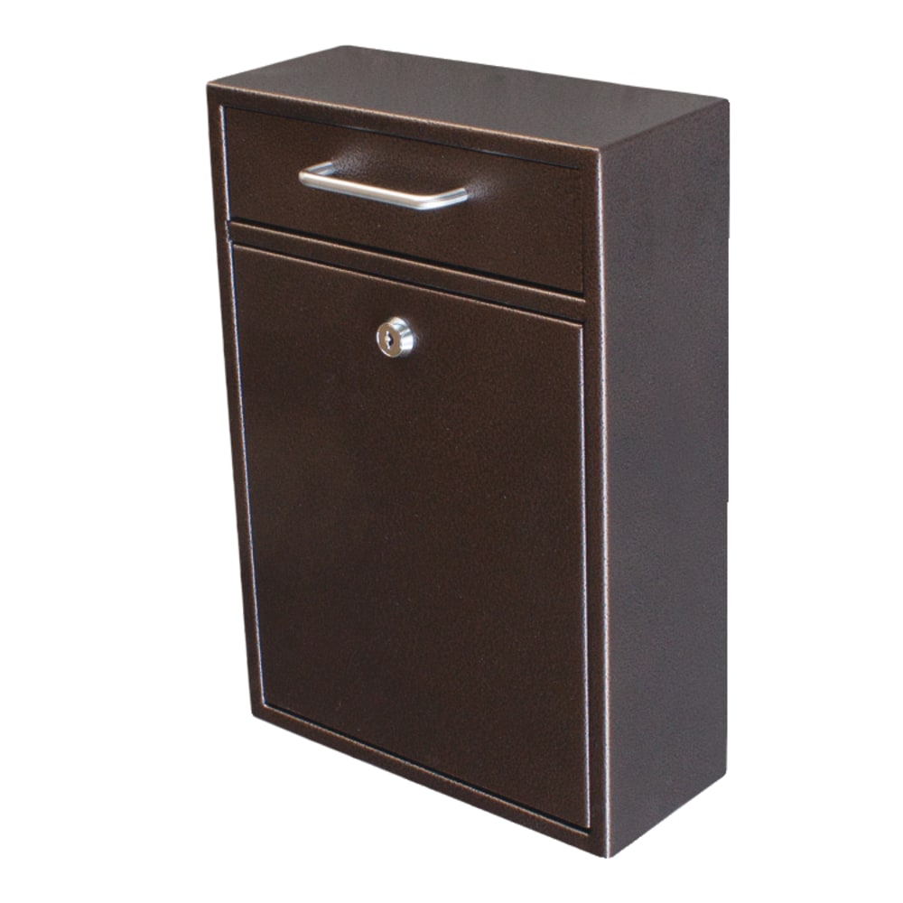 Mail Boss Locking Security Drop Box, 16 1/4inH x 11 1/4inW x 4 3/4inD, Bronze MPN:7418