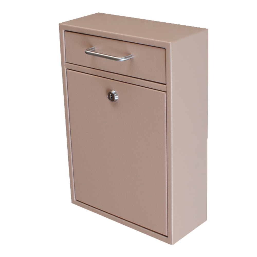 Mail Boss Locking Security Drop Box, 16 1/4inH x 11 1/4inW x 4 3/4inD, Tan MPN:7419