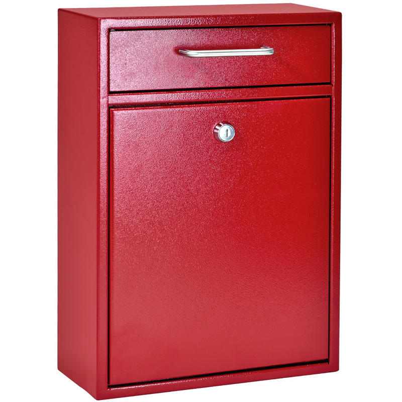 Mail Boss Locking Security Drop Box, 16-1/4inH x 11-1/4inW x 4-3/4inD, Bright Red MPN:7426