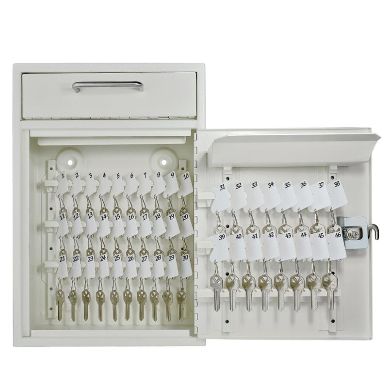 Mail Boss Key Boss High Security Locking Key Cabinet/Drop Box, 16-1/4inH x 11-1/4inW x 4-3/4inD, White MPN:8151