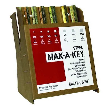 Oversized Key Stock Assortment, Square End, Steel MPN:DISP-KSMZY031-OV
