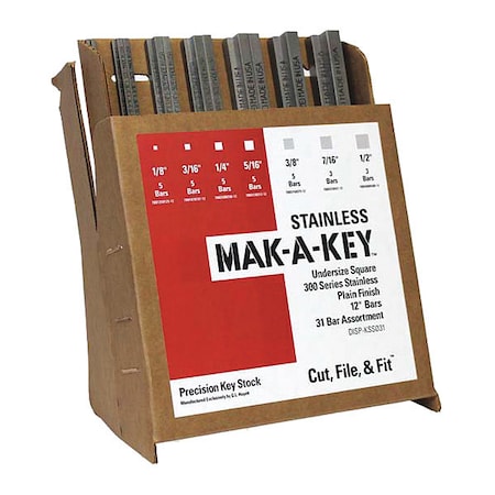 Undersized Key Stock Assortment, Stainless Steel MPN:DISP-KSS031
