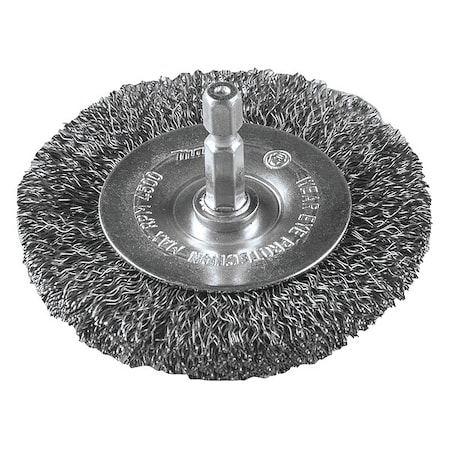 Wire Wheel Brush, Crimped, Shank, 4500 rpm MPN:B-63074