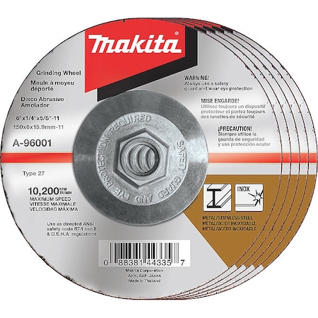 Grinding Wheel, Hubbed, 36 Grit, 6