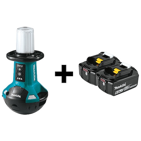 JobsiteLightKit, LED, 5, 500lm, (2)6.0Ah MPN:DML810 + BL1860B-2