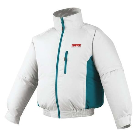 Cordless Fan Jacket, Polyester, Compressed Air, Up to 12 hr Max Cooling Time, Zipper Closure, White MPN:DFJ201Z2XL