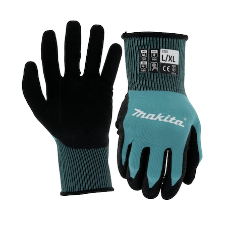 Gloves, Cut Level 1, Nitrile, Large/XL, Cut Level A1, Dipped, Nitrile, Large/X-Large MPN:T-04123