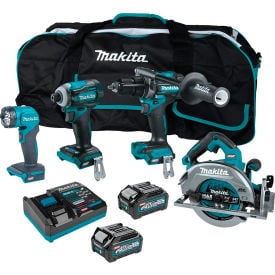 Makita® Brushless Cordless 4-Tool Combo Kit Circular Saw 40V XGT 2.5Ah/4Ah Li-Ion Batteries GT400M1D1