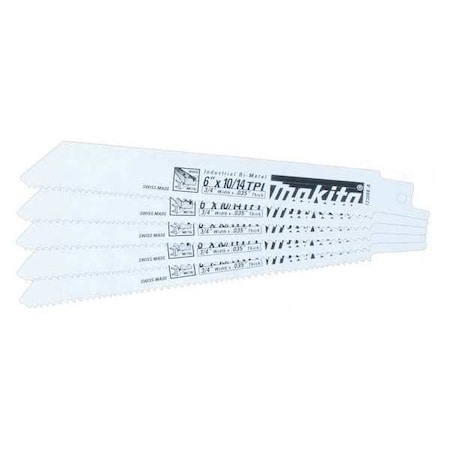 6 in x 10/14 TPI Reciprocating Saw Blade, MAKITA, 1 PK MPN:723068-A-5