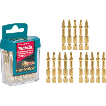Impact Gold® No 2 Square Recess 2 in Power Bit, PK15 MPN:B-60539