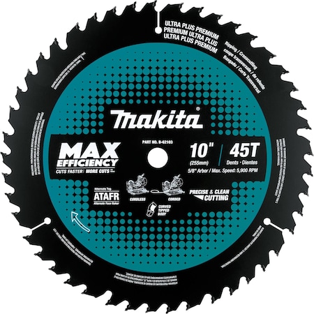 Carbide-Tipped Max Efficiency Miter Saw Blade 45T 10