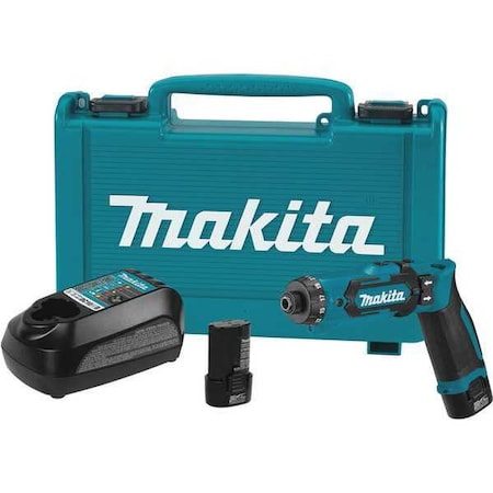 Drill Kit, 1/4 in, 72 V DC, Battery Included Cordless Drill MPN:DF012DSE