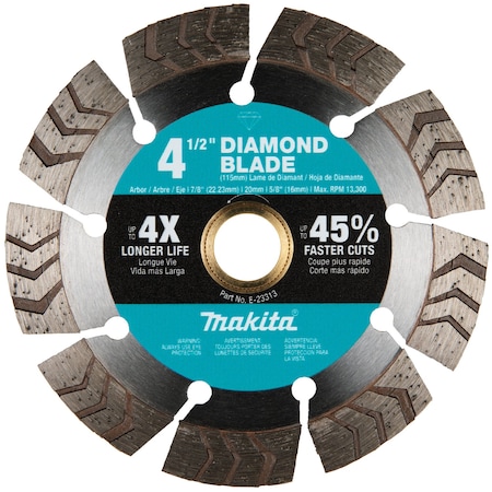Diamond Blade, Segment, 4 1/2 in MPN:E-23313