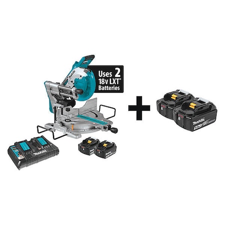 Cordless Miter Saw Kit, 10 in Blade Dia., Max Blade Speed: 4, 400 RPM 5/8 in Arbor Size MPN:XSL06PT + BL1850B-2