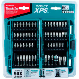 Makita® Impact XPS™ Impact Bit Set 60 Pc. Detent Ball/Magnetic Hex Locks Matte Nickel E-01644