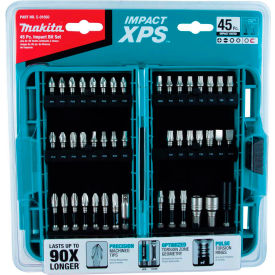 Makita® Impact XPS™ Impact Bit Set 45 Pc. Detent Ball/Magnetic Hex Locks Matte Nickel E-01650