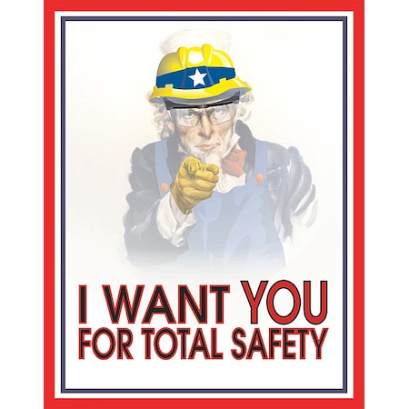 Safety Poster, Uncle Sam Poster, Paper, 16 in W, 12 in H MPN:31P-014-E2