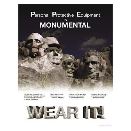 Safety Poster, PPE is Monumental, Paper, 16 in W, 12 in H MPN:31P-015-E2