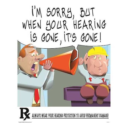Safety Poster, Hearing Protection, Paper, 27 in W, 21 in H MPN:31P-020-01