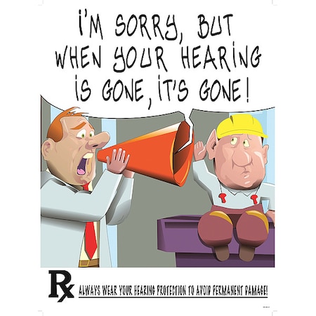 Safety Poster, Hearing Protection, Paper, 16 in W, 12 in H MPN:31P-020-02