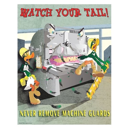 Safety Poster, Machine Guards, Paper, 27 in W, 21 in H MPN:31P-022-01