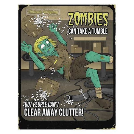 Safety Poster, Zombies Take A Tumble, Paper, 27 in W, 21 in H MPN:31P-102-01