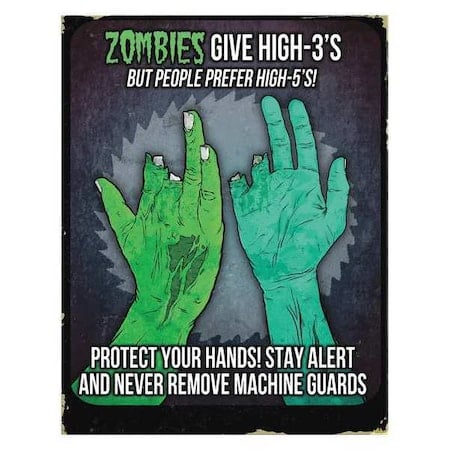 Safety Poster, Zombies Give High - 3s, Paper, 16 in W, 12 in H MPN:31P-103-02