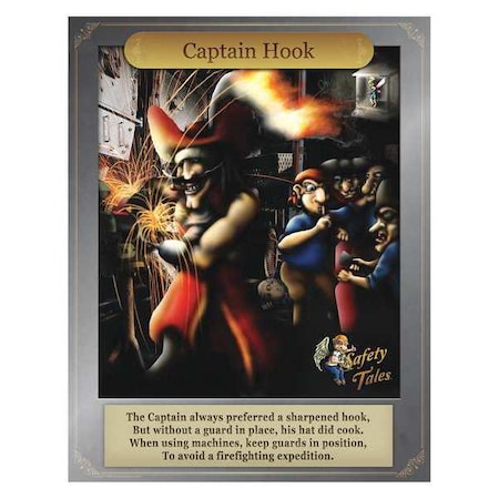 Safety Poster, Captain Hook - Proper Guard Use, Paper, 27 in W, 21 in H MPN:31P-210-01