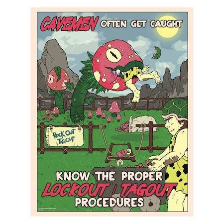 Safety Poster, Caveman Tools, Paper, 27 in W, 21 in H MPN:31P-619-02