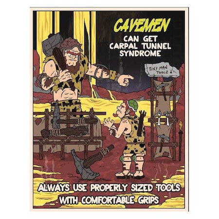 Safety Poster, Caveman Tools, Paper, 16 in W, 12 in H MPN:31P-620-02