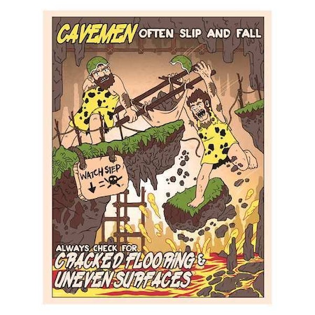 Safety Poster, Caveman Surfaces, Paper, 16 in W, 12 in H MPN:31P-699-02
