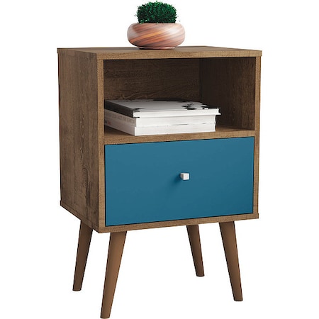 Nightstand, Mid Century, Brown/Aqua MPN:203AMC93