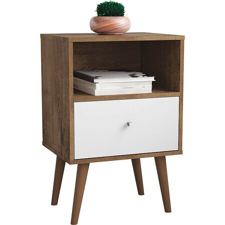 Nightstand, Mid Century, Brown/White MPN:203AMC96